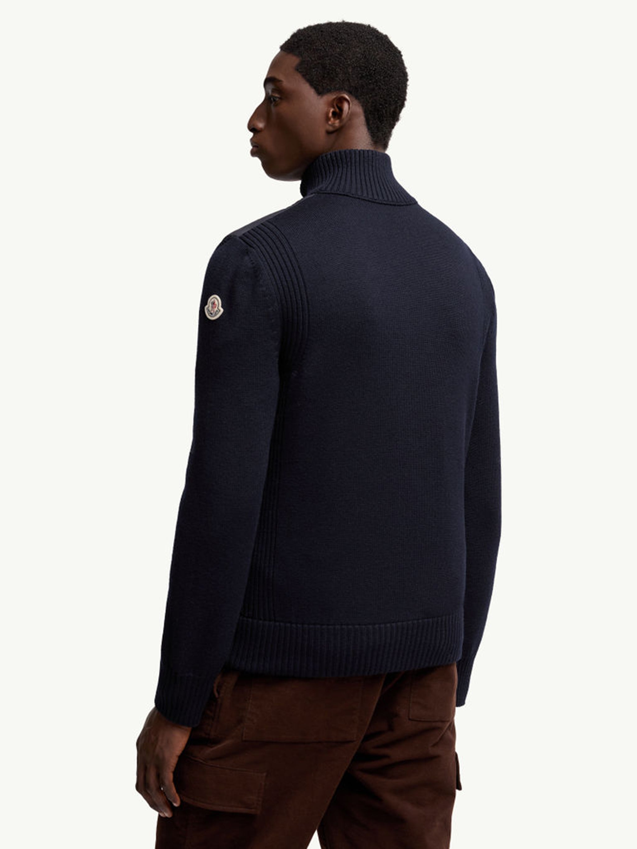 Padded wool cardigan with zip MONCLER Blu | Grifo210