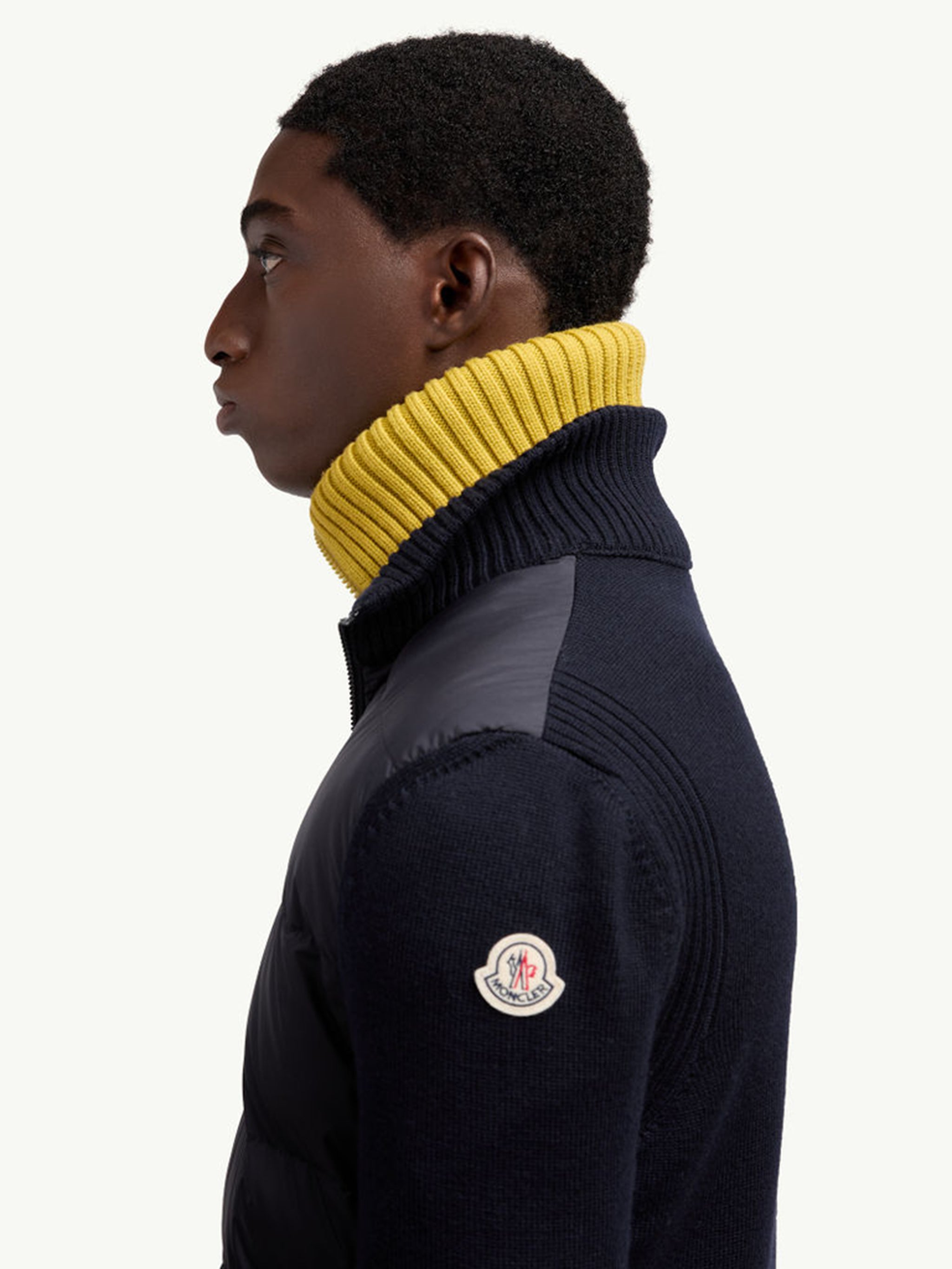 Padded wool cardigan with zip MONCLER Blu | Grifo210