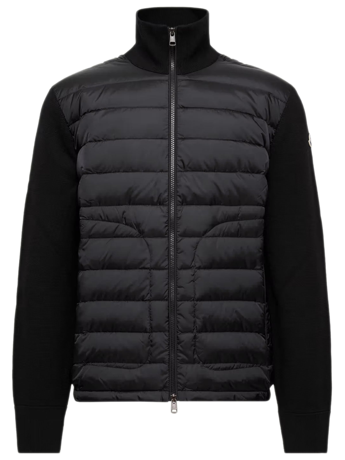 Padded wool and cashmere cardigan with zip