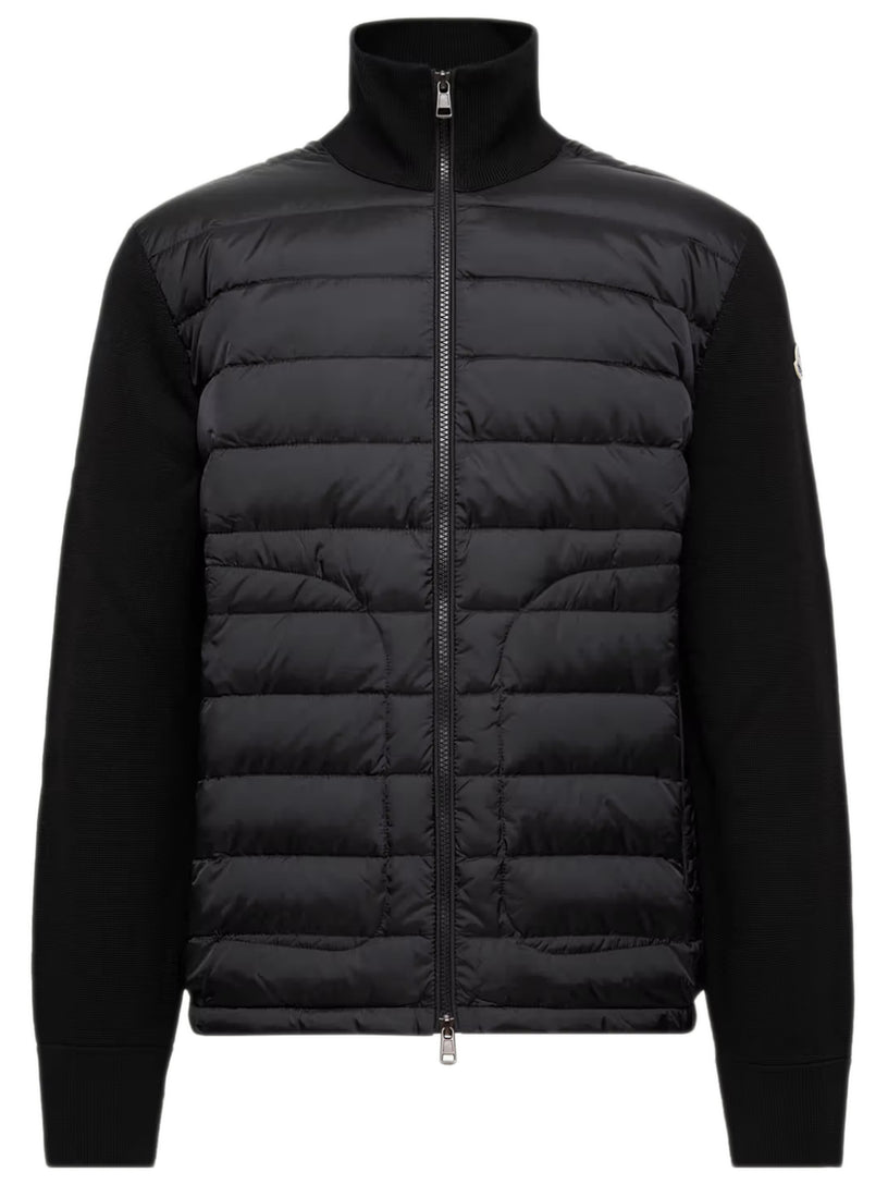 Padded wool and cashmere cardigan with zip