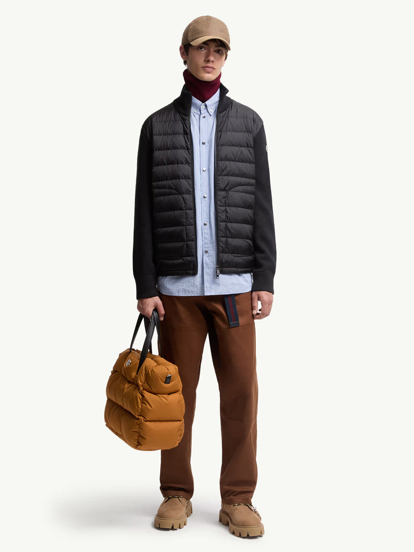 Padded wool and cashmere cardigan with zip