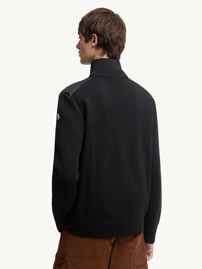 Padded wool and cashmere cardigan with zip