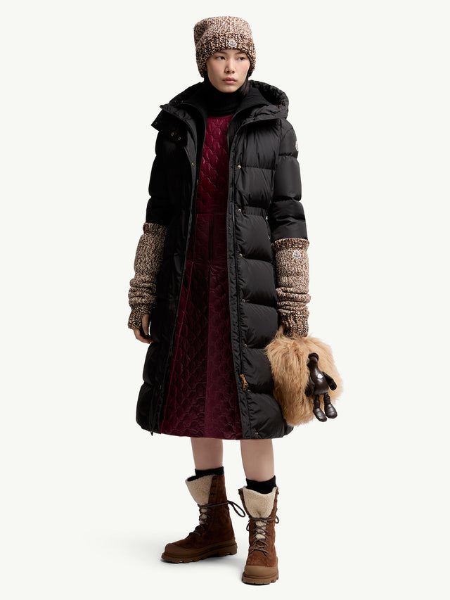 Chamer Wool-Trimmed Hooded Long Down Jacket