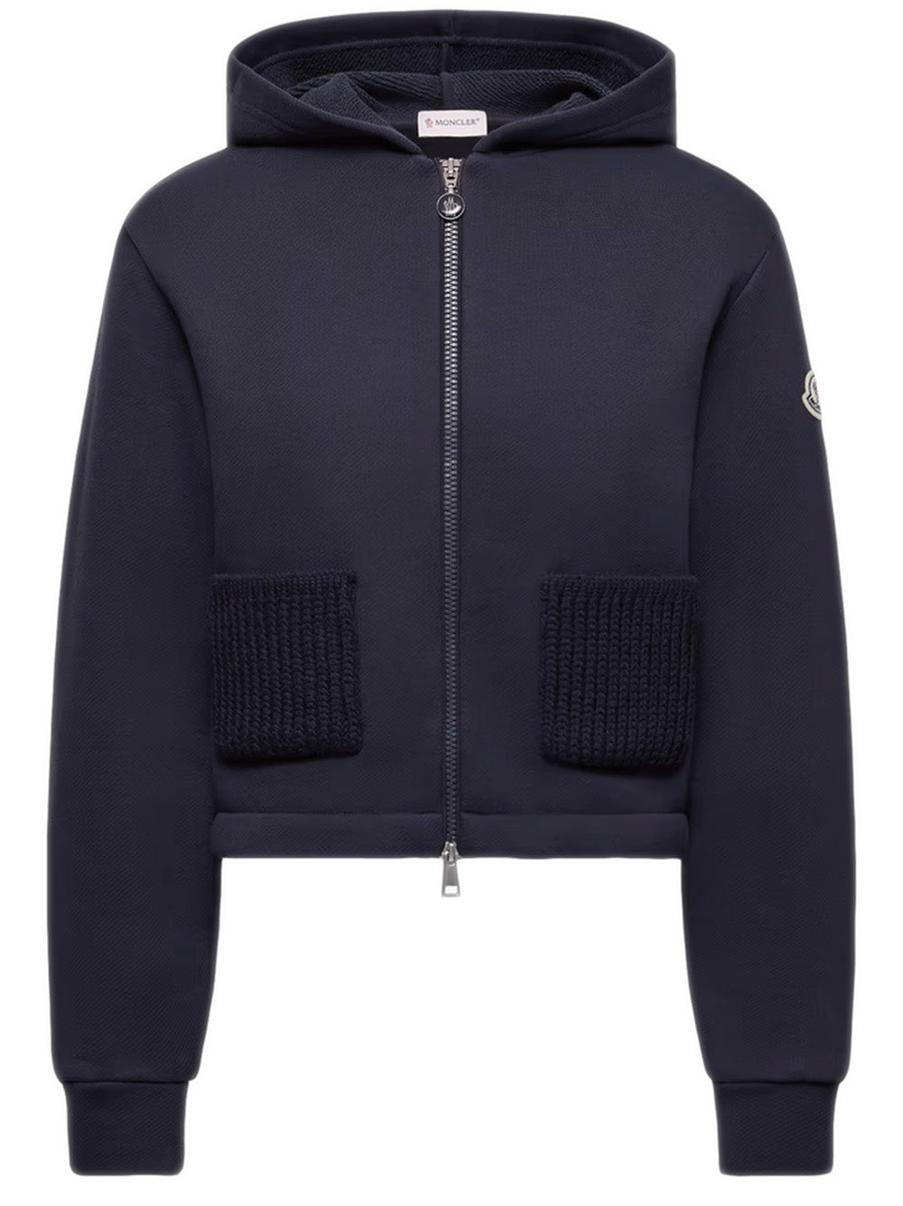 Knit Accent Cotton Zip-Up Hoodie