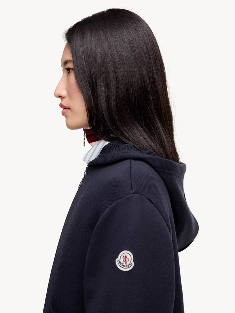 Knit Accent Cotton Zip-Up Hoodie