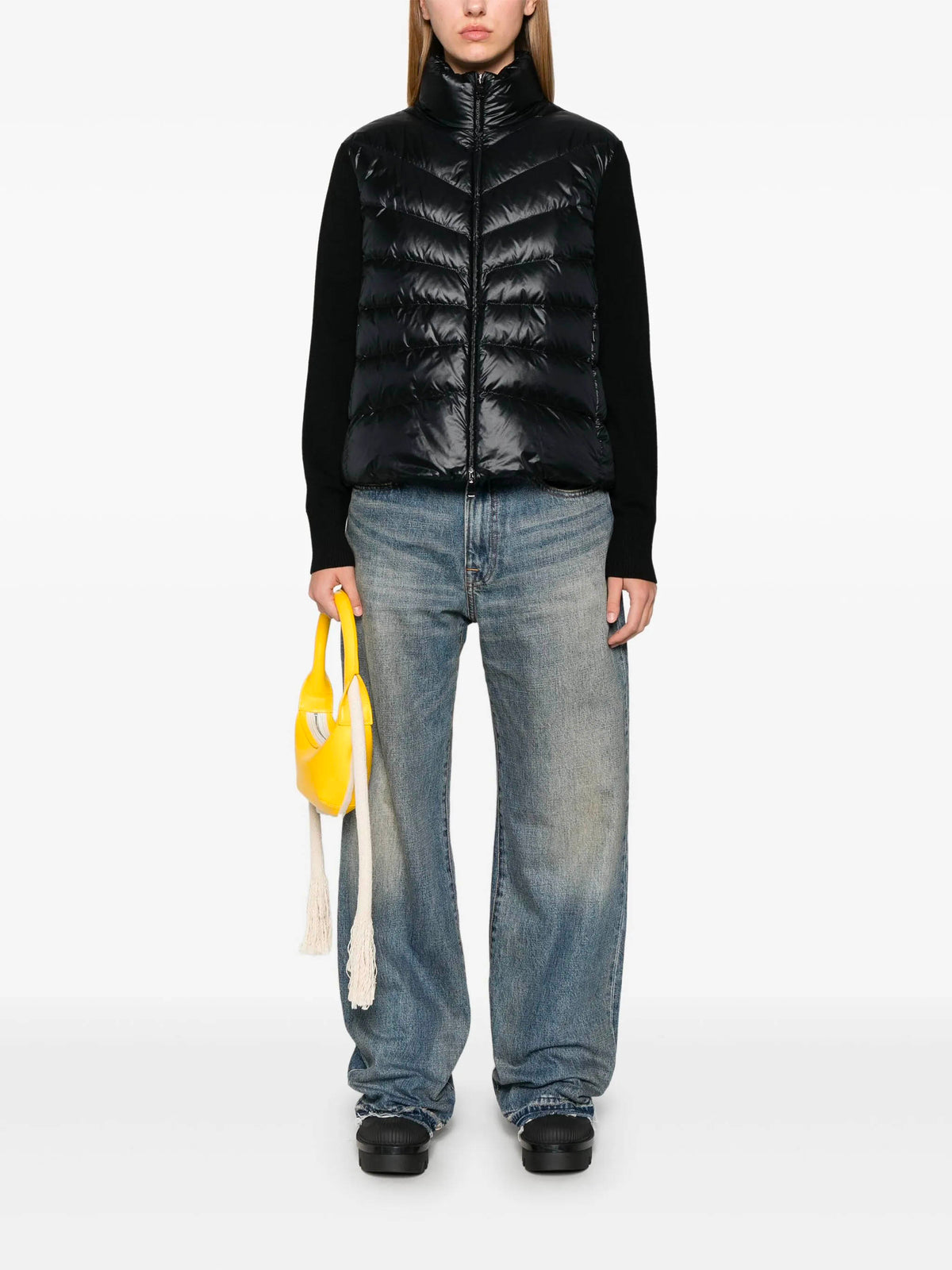 Padded wool cardigan