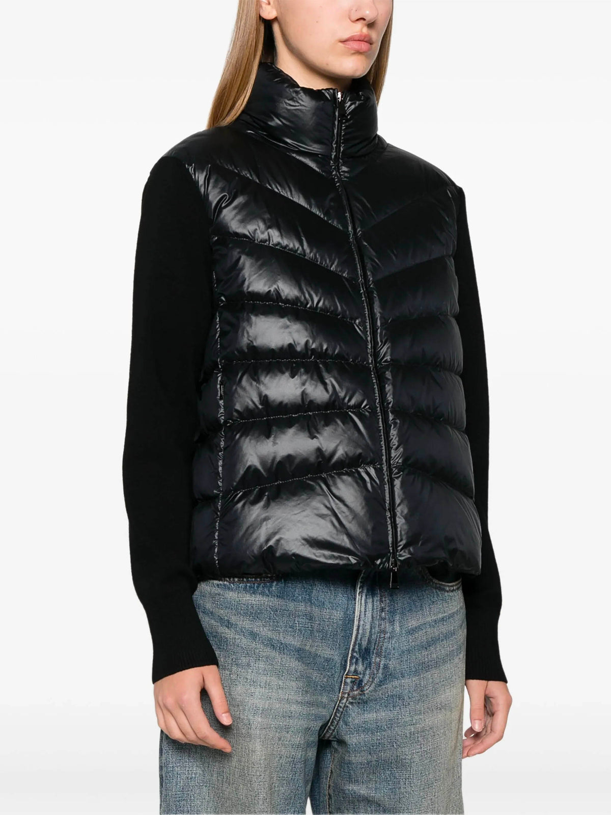 Padded wool cardigan