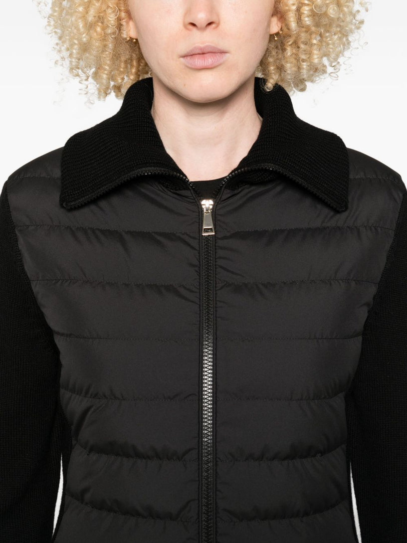 Padded wool cardigan with zip