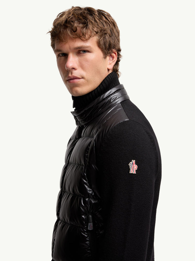 Padded wool cardigan with zip