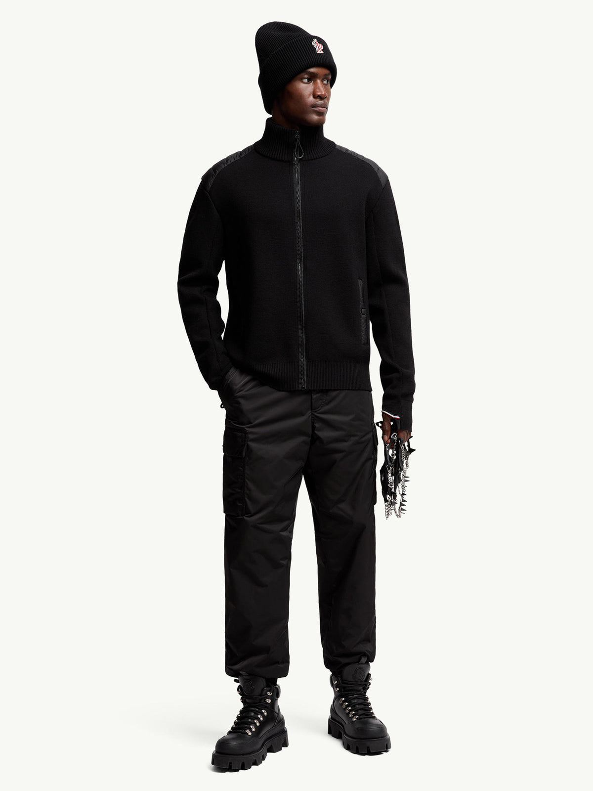 Padded Wool Zip-Up Cardigan