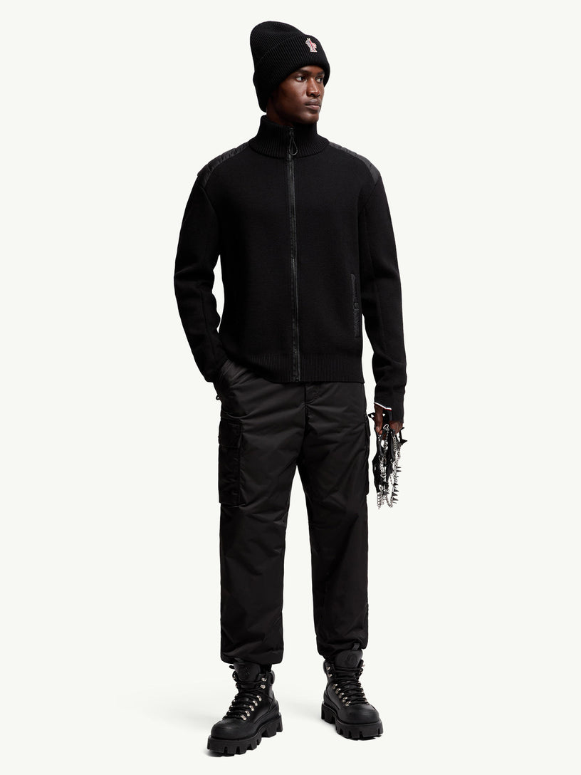 Padded Wool Zip-Up Cardigan