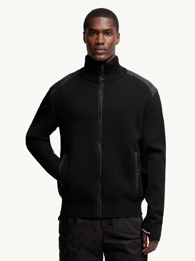 Padded Wool Zip-Up Cardigan