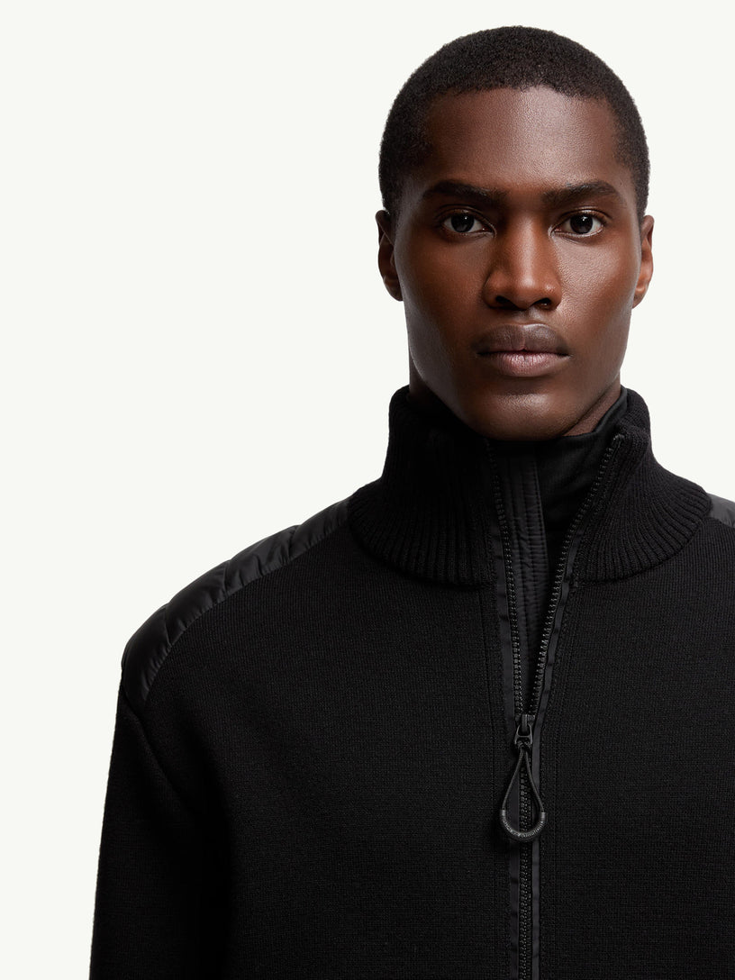 Padded Wool Zip-Up Cardigan