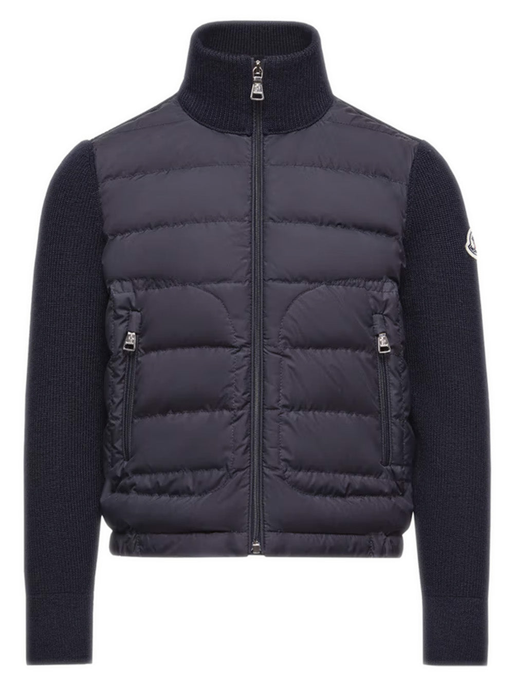 Padded Wool Blend Zip-Up Cardigan