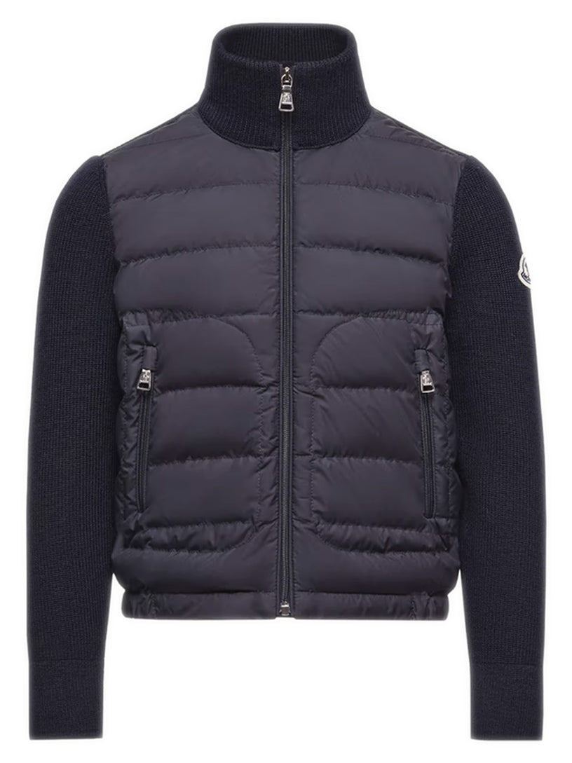 Padded Wool Blend Zip-Up Cardigan