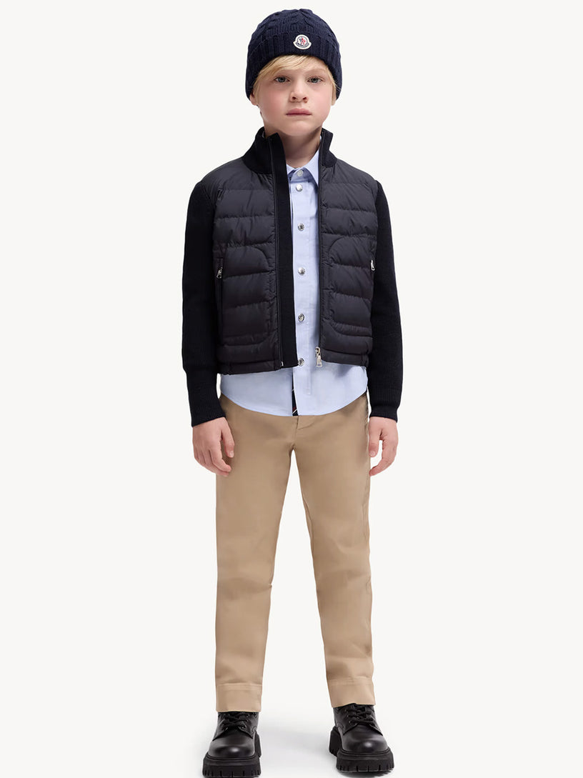 Padded Wool Blend Zip-Up Cardigan