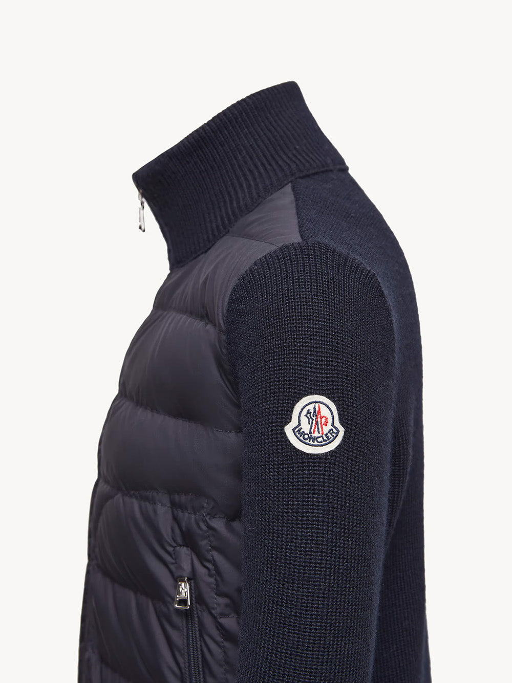 Padded Wool Blend Zip-Up Cardigan
