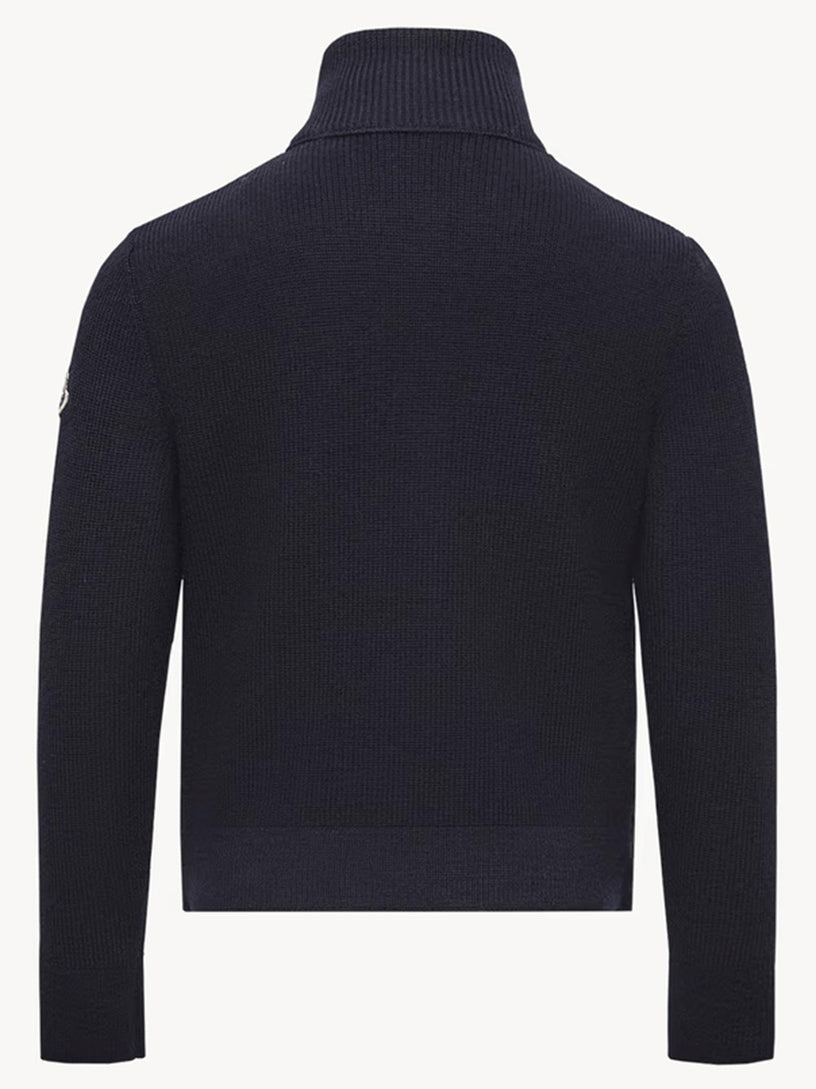 Padded Wool Blend Zip-Up Cardigan