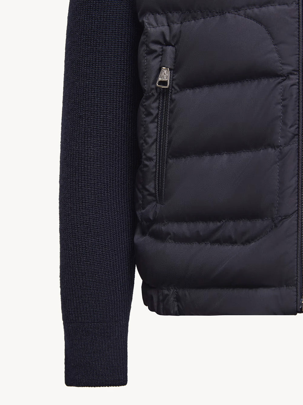 Padded Wool Blend Zip-Up Cardigan