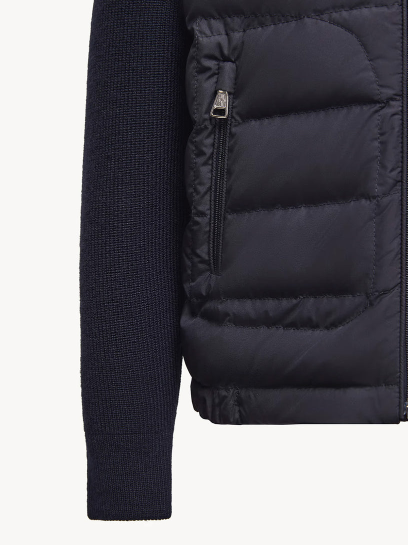 Padded Wool Blend Zip-Up Cardigan