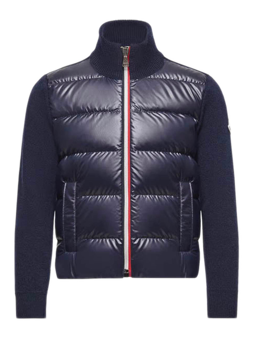 Padded Wool Zip-Up Cardigan MONCLER Kids Blu Grifo210