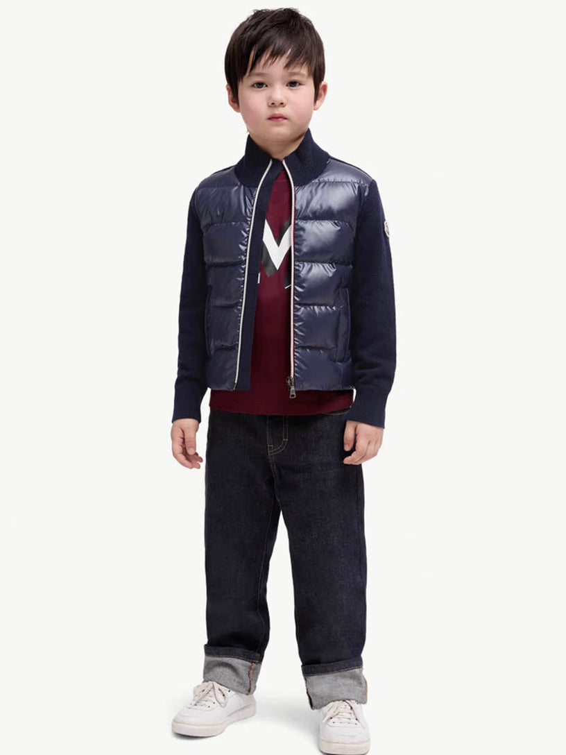 Padded Wool Zip-Up Cardigan