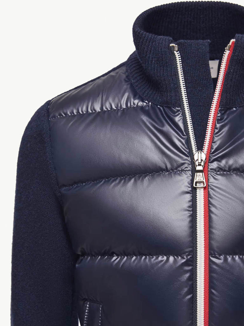 Padded Wool Zip-Up Cardigan