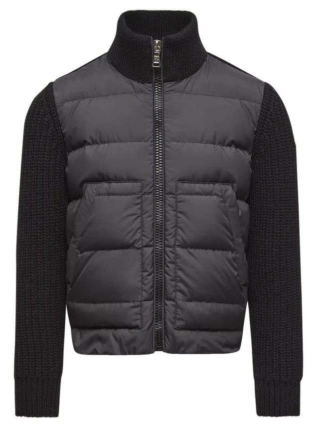 Padded wool cardigan with zip
