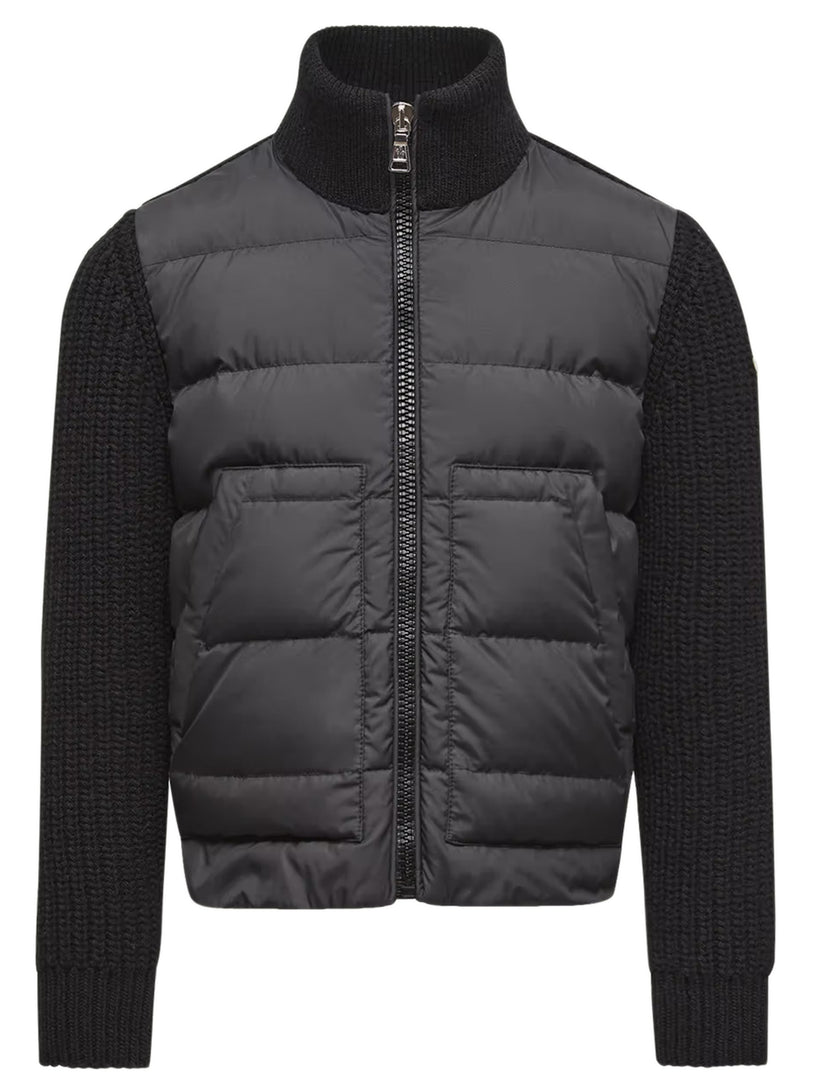 Padded wool cardigan with zip