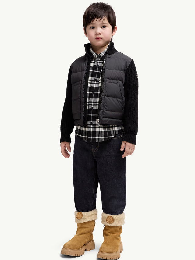 Padded wool cardigan with zip