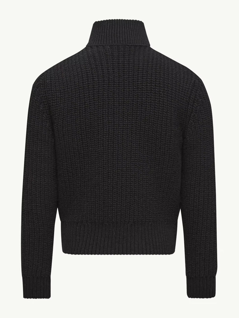 Padded wool cardigan with zip