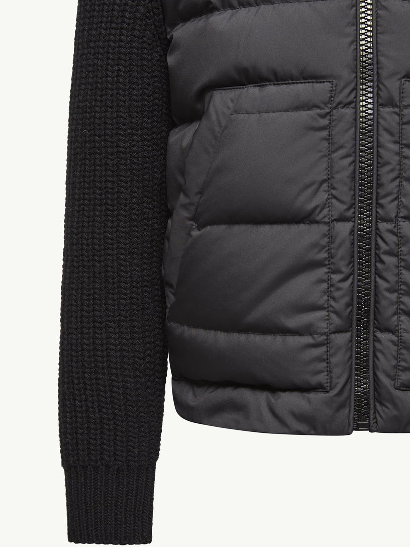 Padded wool cardigan with zip