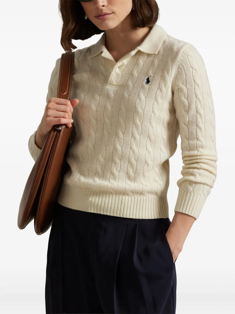Cable-Knit Polo Shirt