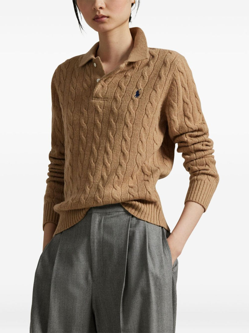 Cable-Knit Polo Shirt