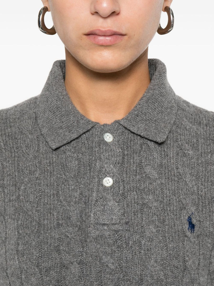 Cable-Knit Polo Shirt