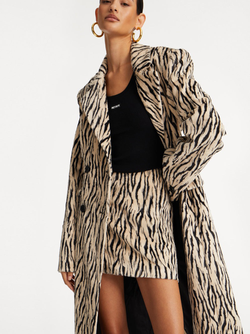 Printed faux fur skirt