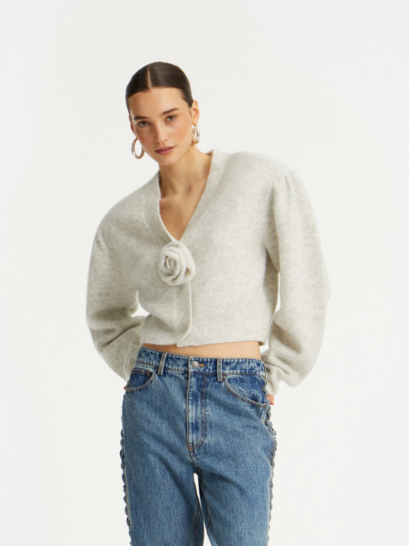 Puff Sleeve Knit Cardigan