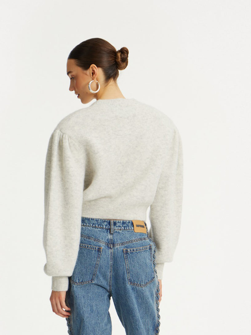 Puff Sleeve Knit Cardigan