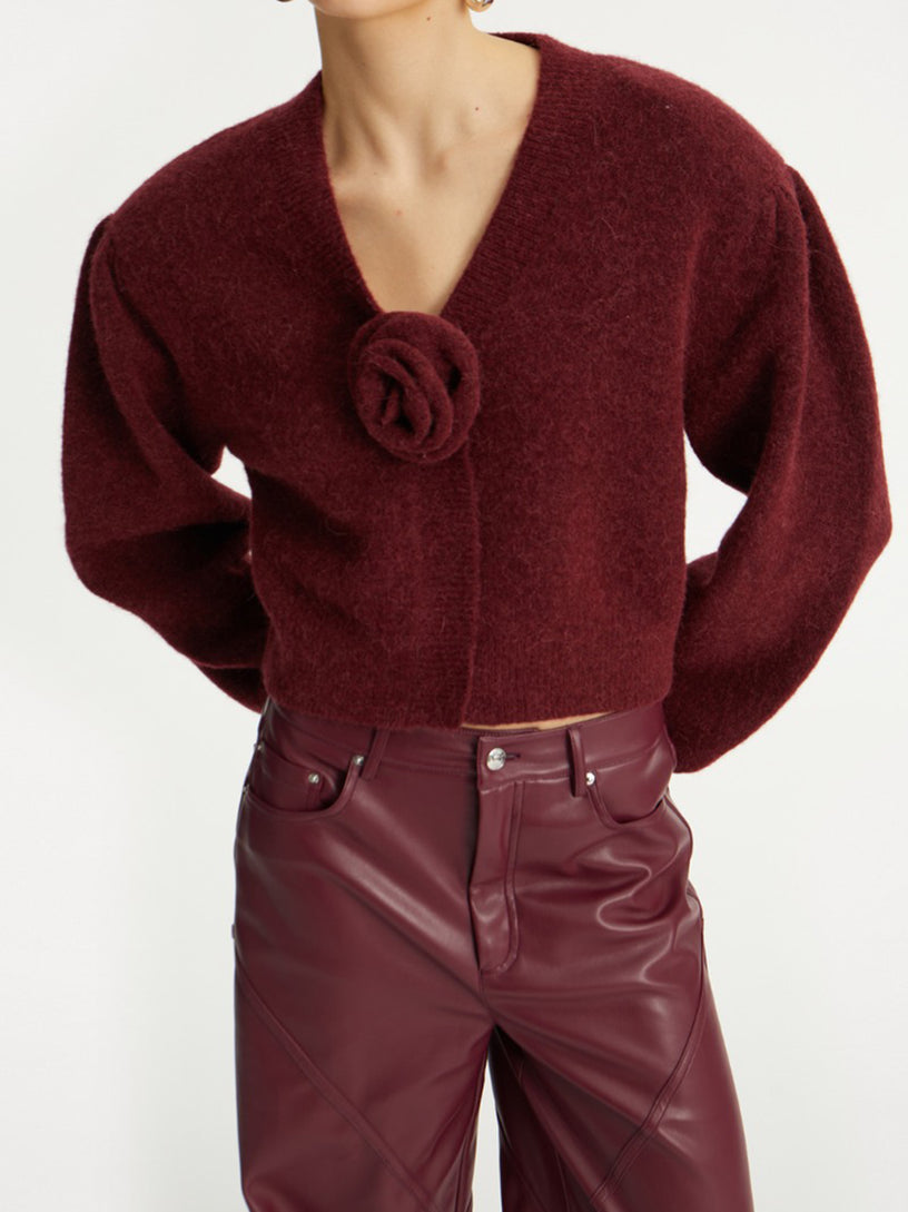 Puff Sleeve Knit Cardigan