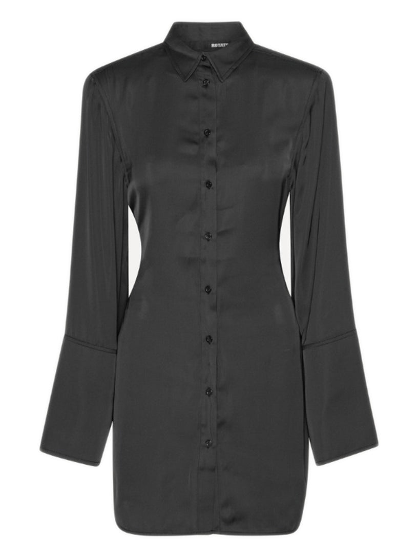 Satin tie shirt dress