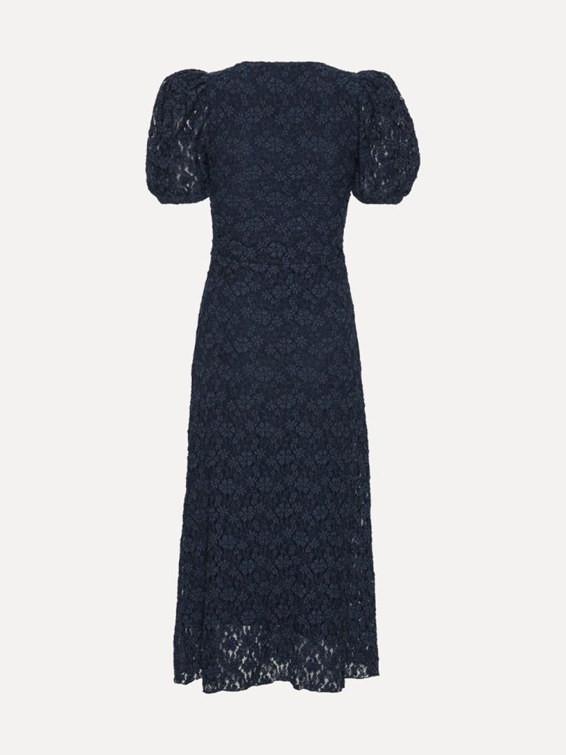 Lace dress with puff sleeves