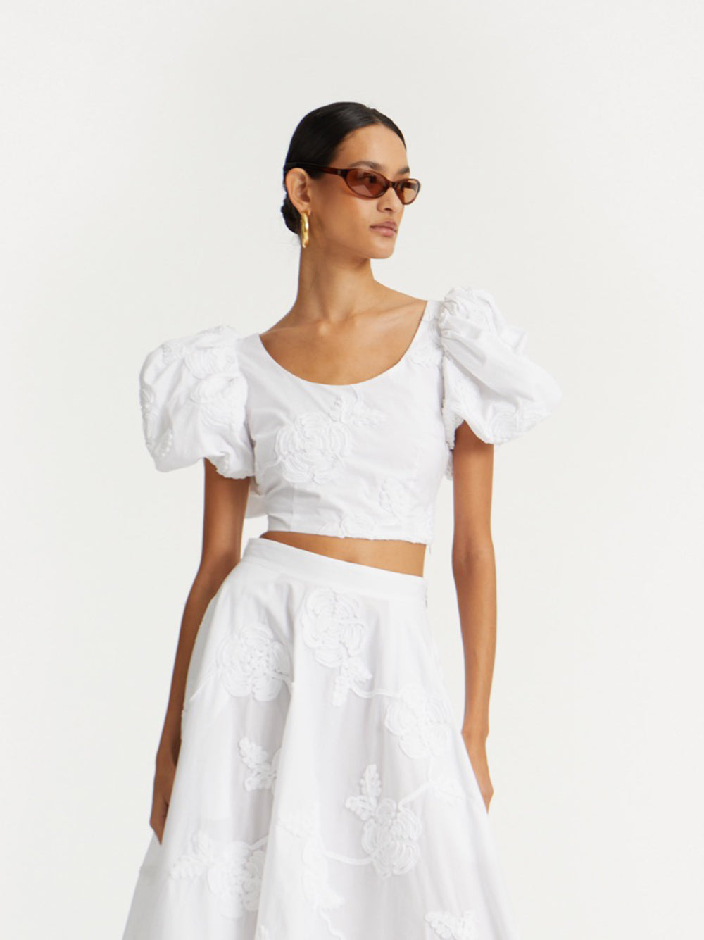 Puff sleeve cotton top