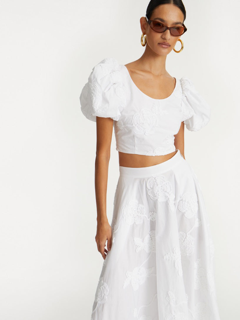 Puff sleeve cotton top