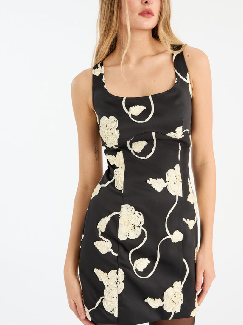 3D flower mini dress