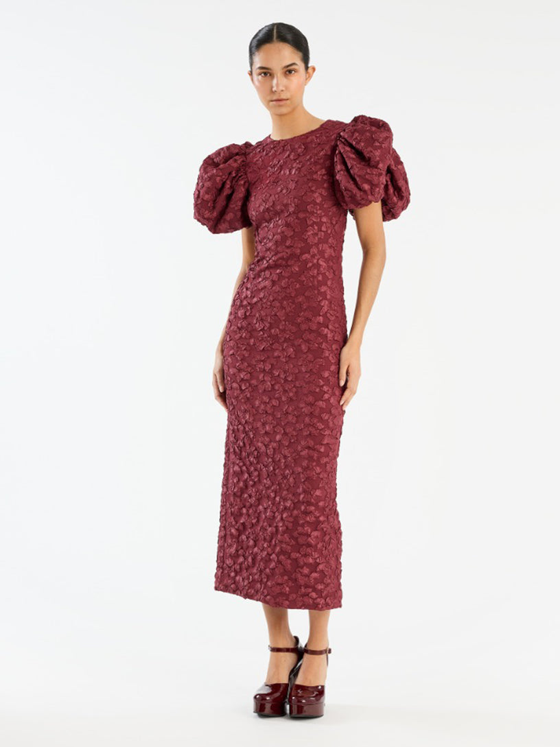 puffy dress midi Jacquard midi puffy dress ROTATE Rosso