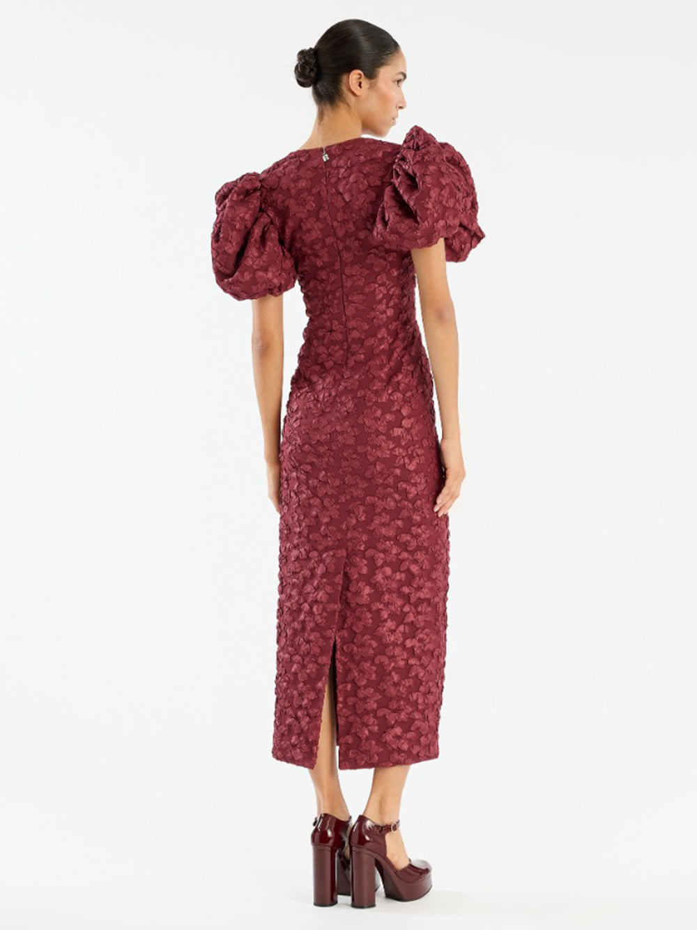 Jacquard midi puffy dress