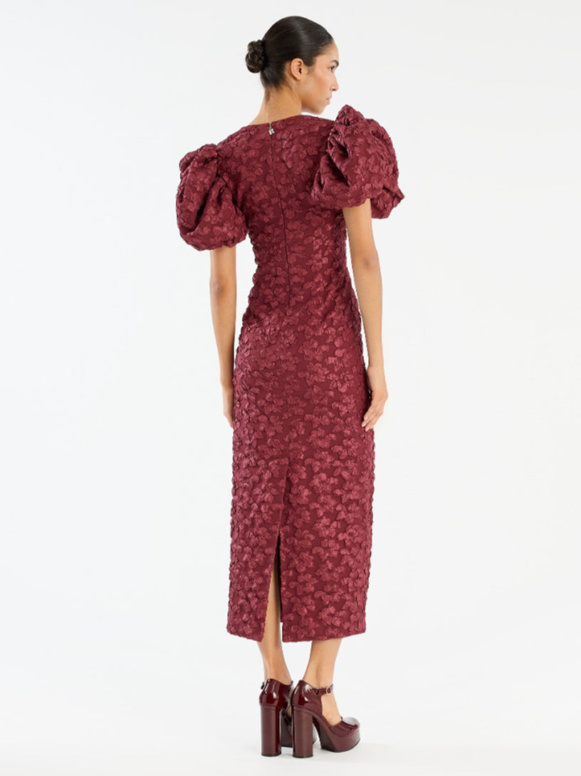 Jacquard midi puffy dress