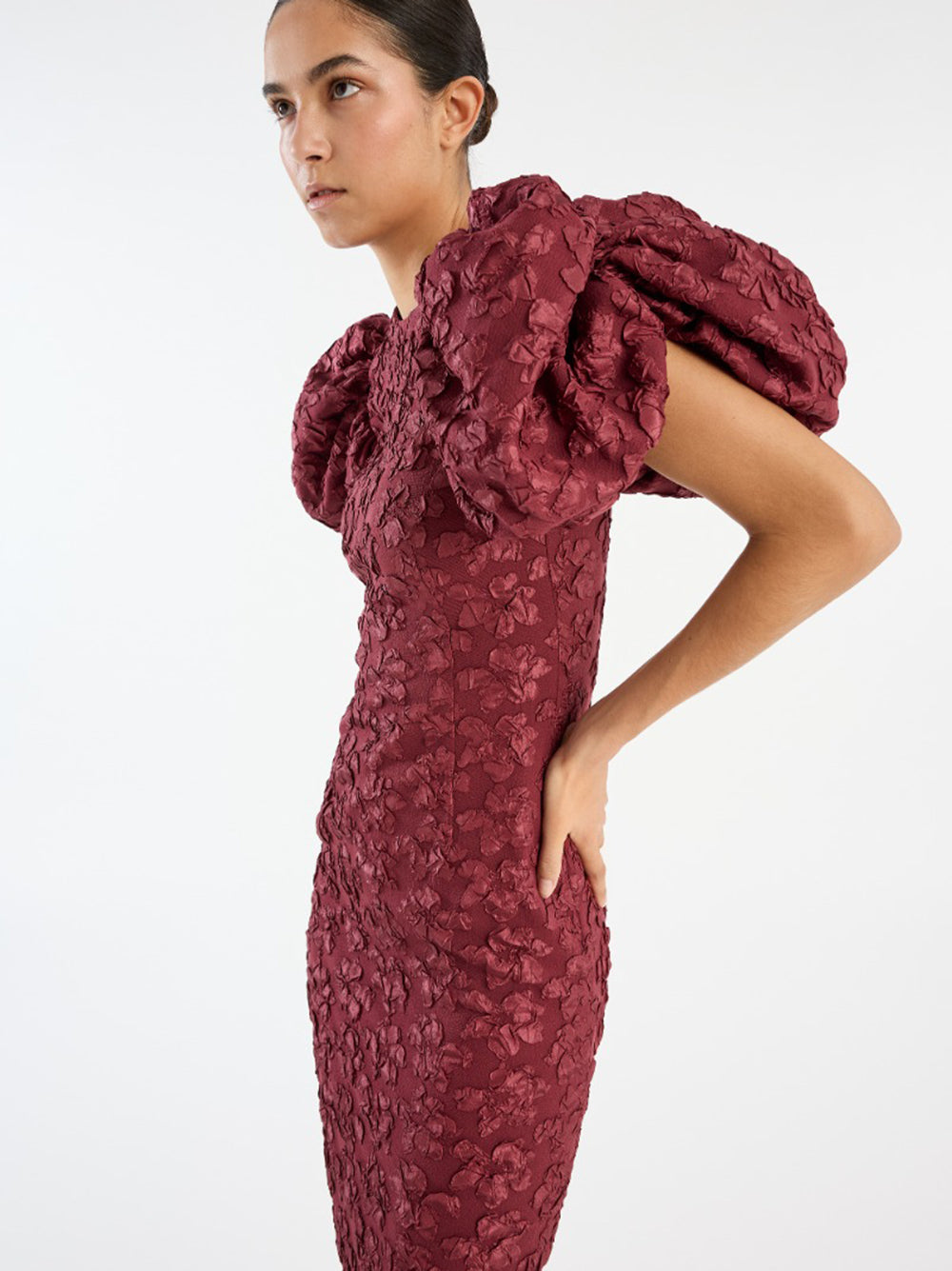 Jacquard midi puffy dress