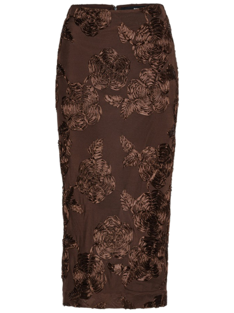 Flower Mesh Pencil Skirt