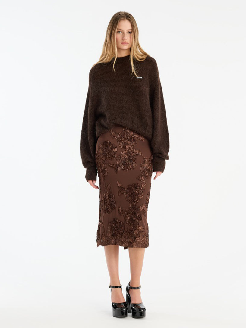 Flower Mesh Pencil Skirt